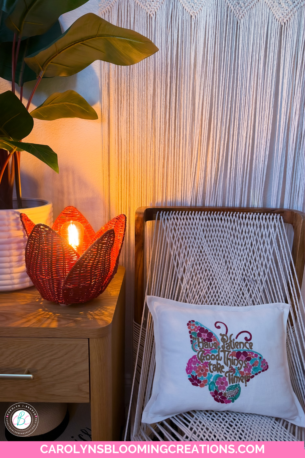 tulip basket lamp by Carolyn Braden