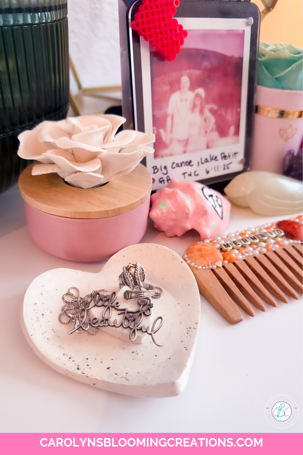 Heart-Shaped Air Dry Clay Trinket Bowls with Coffee Grounds DIY