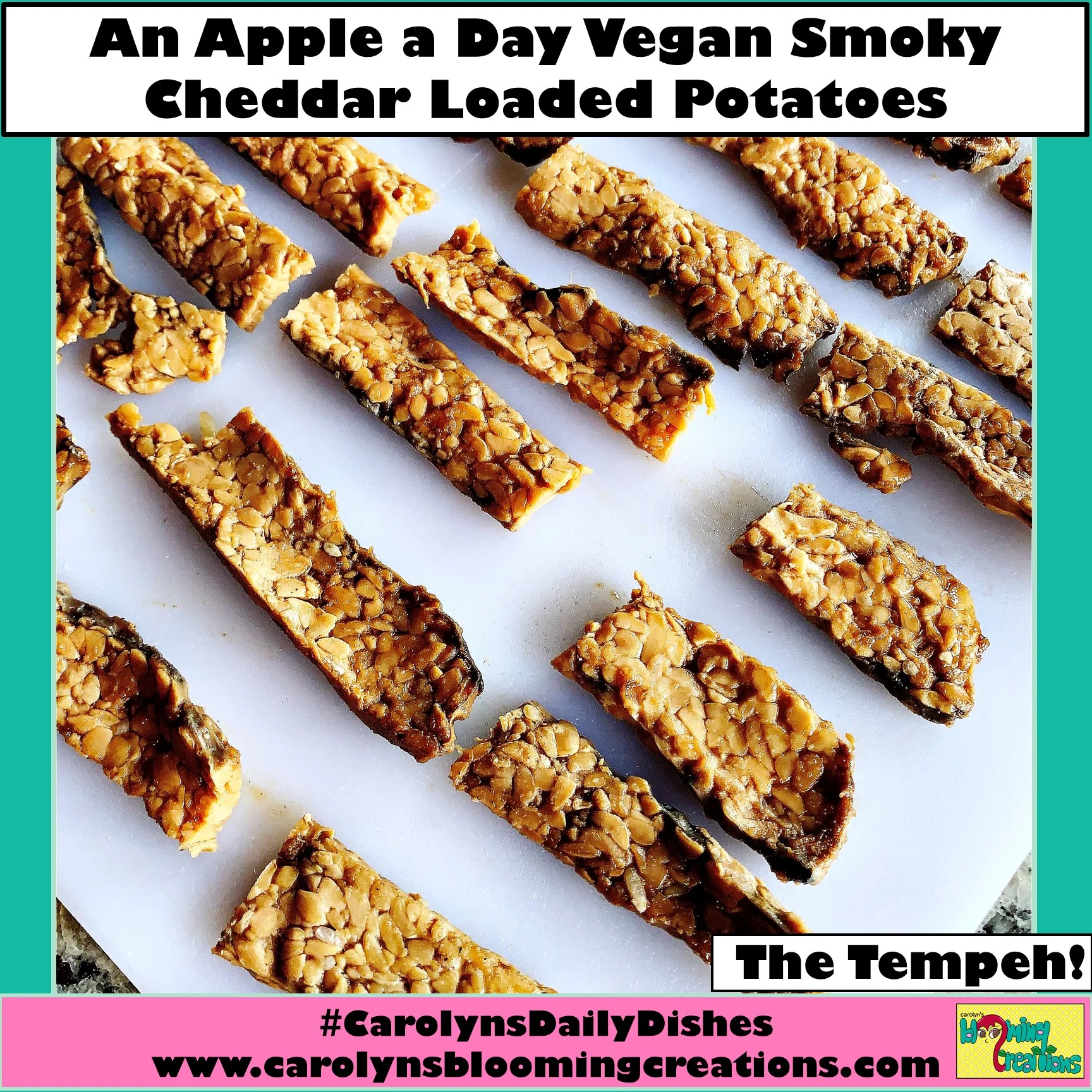 The tempeh, uncooked. Recipe, food preparation, styling and photography by Carolyn J. Braden Pin Me! www.carolynsbloomingcreations.com