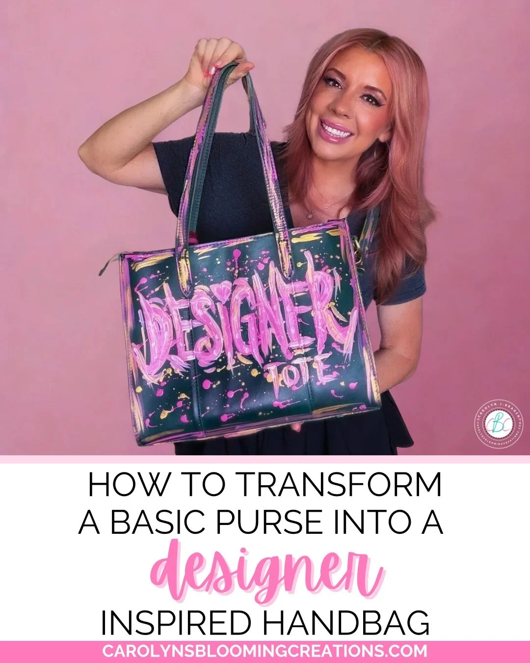 I looked at designer purses and my wallet said&hellip; try again later😂 So I grabbed my Portland Leather Tote and turned it into a designer-inspired statement purse with hot pink and 18K gold leather paint! Who needs luxury prices when DIY exists? ?