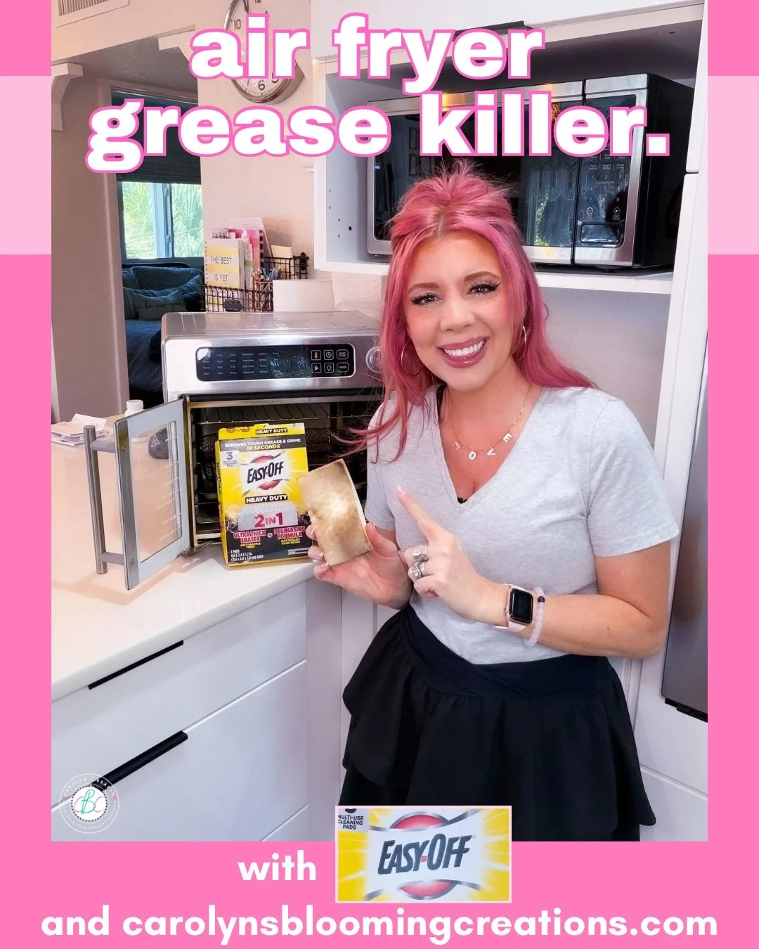 How cow this thing works! 🙌 I tested it on my glass air fryer doors and it got all that ick off! 

It took a bit of elbow grease as my doors were awful, but it made them clear again! ➡️ Scroll to see before and after! Works great on a stainless sink