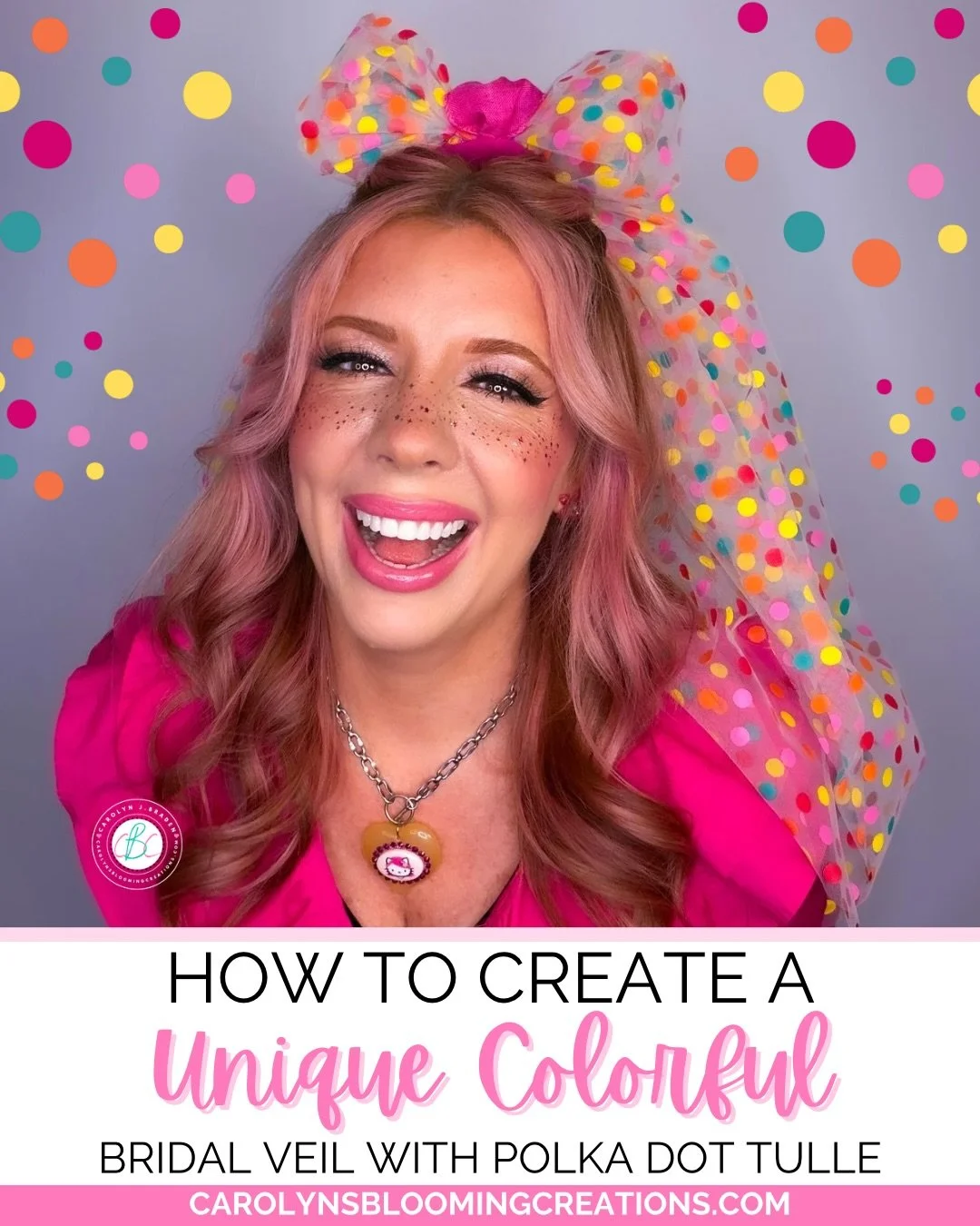 Who says bridal has to be all white? 💕 I created this colorful polka dot tulle veil for a fun, playful twist on a classic look&mdash;and I&rsquo;m in LOVE. From weddings to bachelorette parties to quincea&ntilde;eras, this piece makes every moment f
