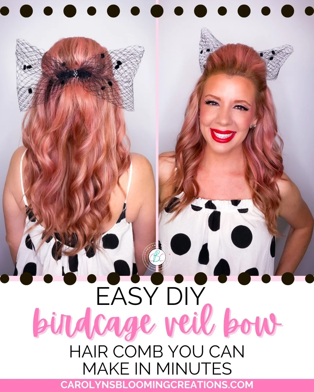 This lightweight DIY birdcage veil bow hair comb might be my favorite quick craft yet 🎀✨ It gives such a soft retro vibe without the heavy headache-inducing clips. Perfect for half-up hairstyles, ponytails, weddings, parties, or everyday glam. I def