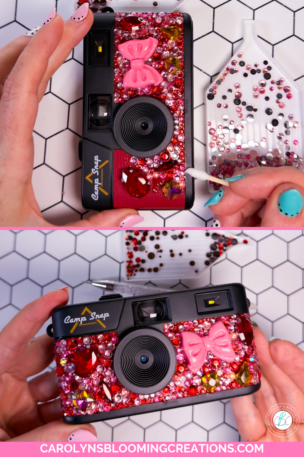 Rhinestone and Charm DIY for a Cute Custom Camera