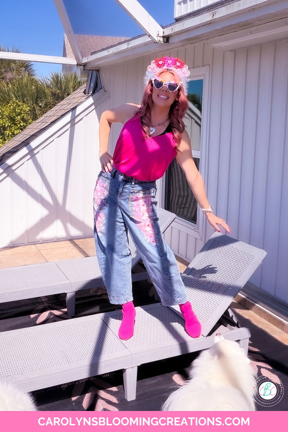 Blooming Hearts Painted Ruti Jeans