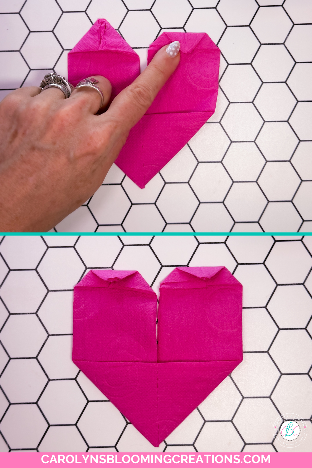 Toilet Paper Heart Folding Tutorial with a Decorative Stamp