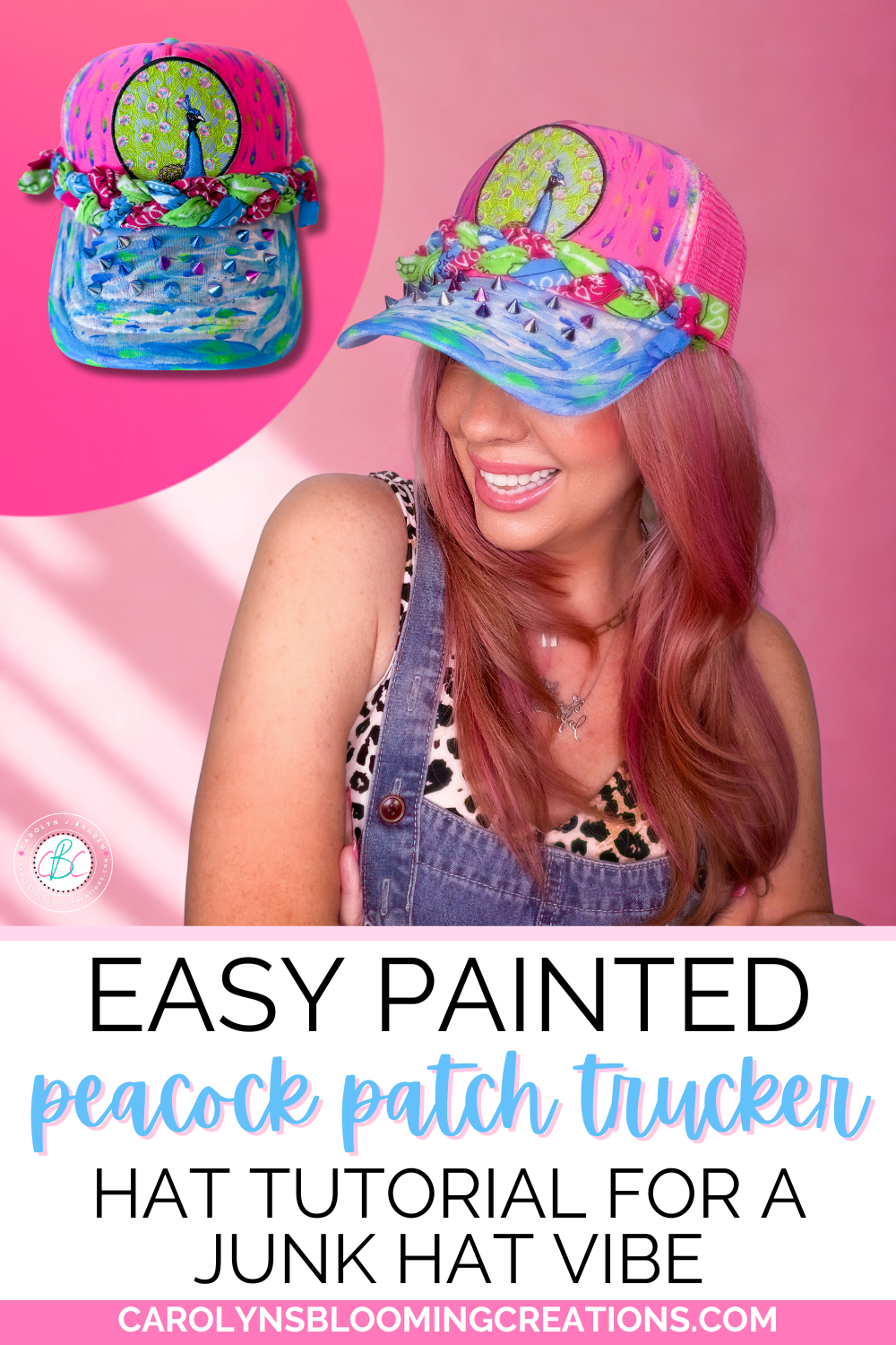 Easy Painted Peacock Patch Trucker Hat Tutorial for a Junk Hat Vibe