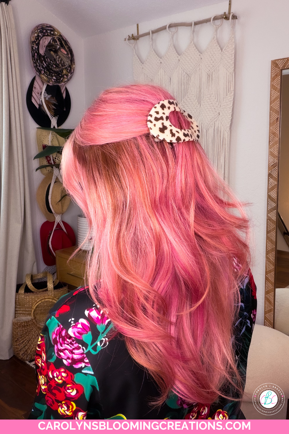 Claw Clip Hairstyle with Rose Gold Hair