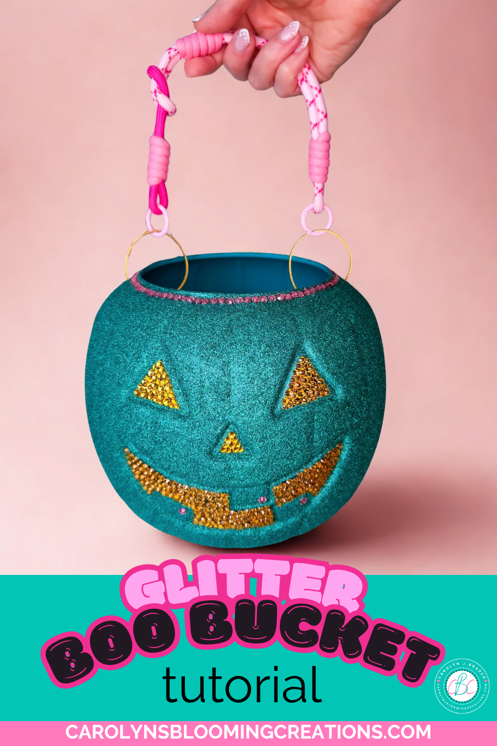 DIY Rhinestone Glitter Pumpkin for Halloween