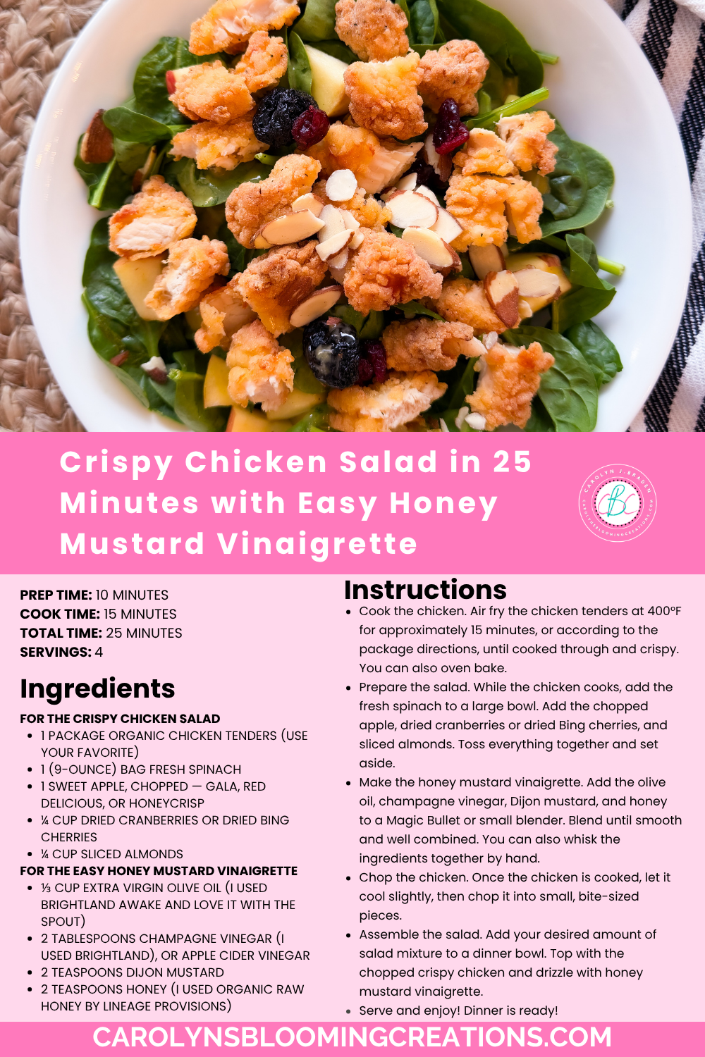 Easy Air Fryer Crispy Chicken Salad in 25 Minutes