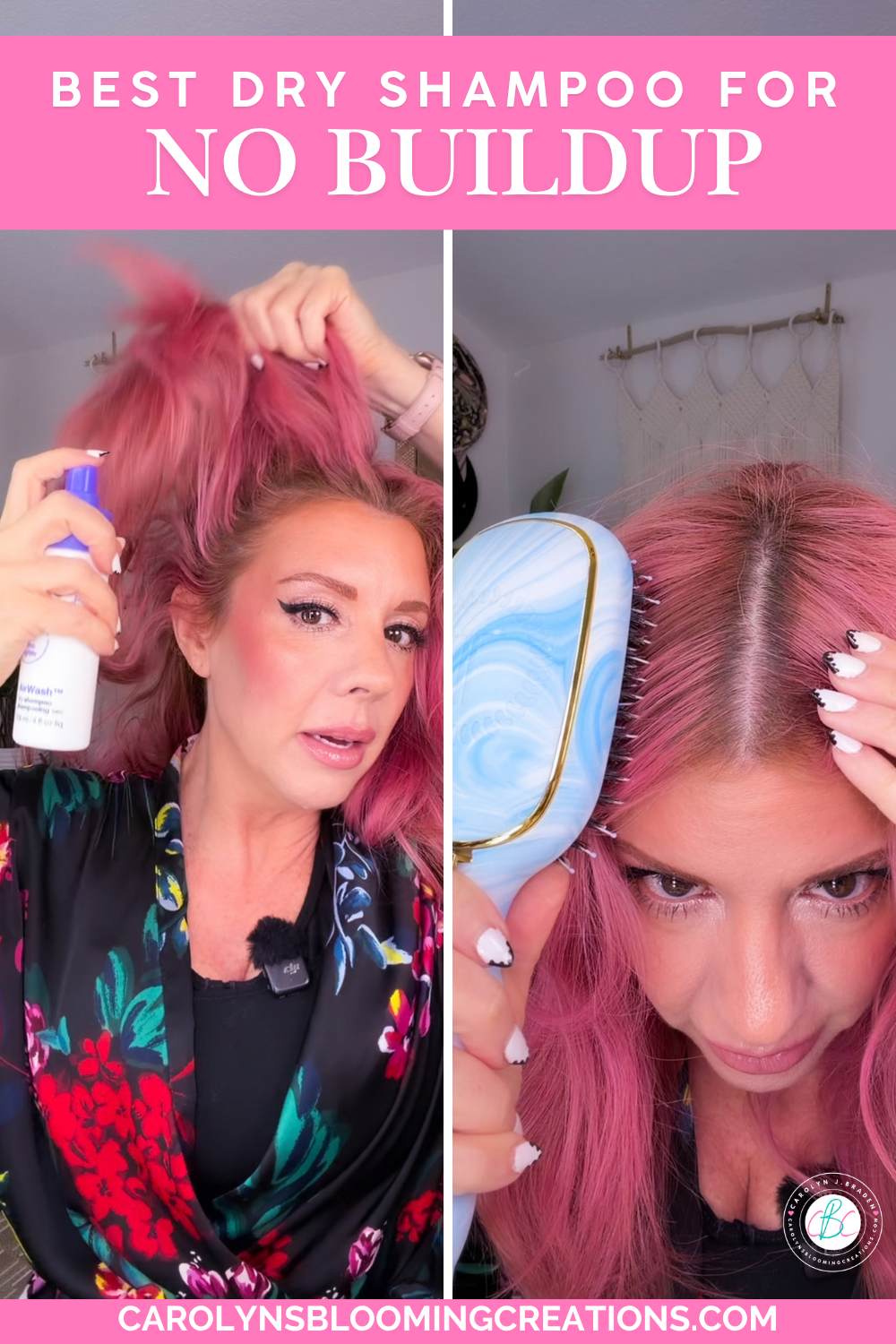 Using a Teleties boar bristle brush to refresh wavy hair