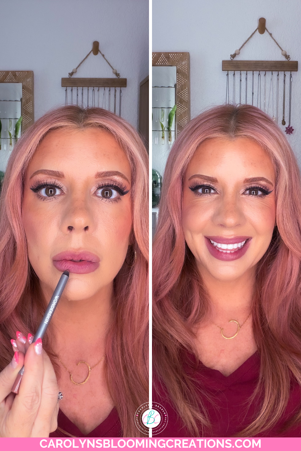 Demure lip stain and Saddle 360 Contour Lipliner by Wonderskin