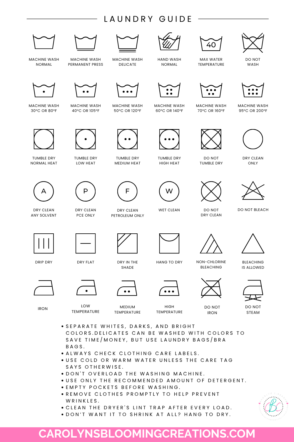 Free Printable Laundry Guide to Save on Your Phone