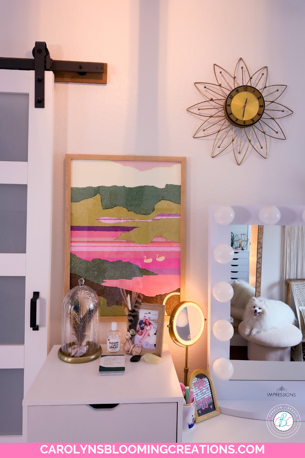 Beautiful Vanity Decor Ideas with Colorful Drool Art Prints