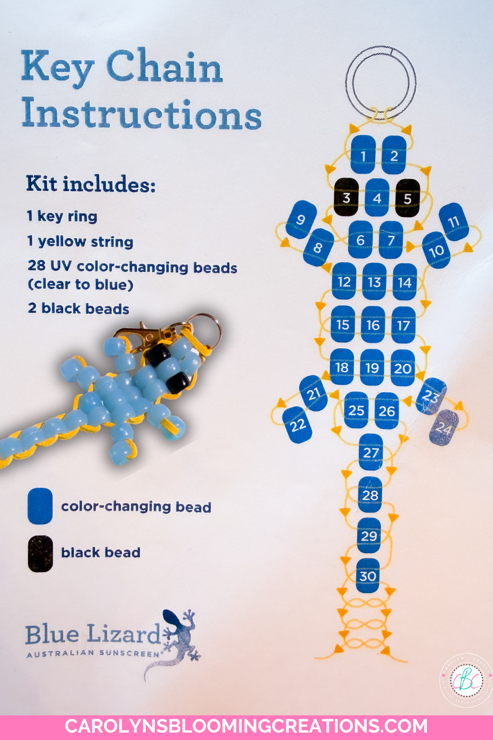 Blue Lizard Inspired DIY Keychain That Changes Color in the Sun
