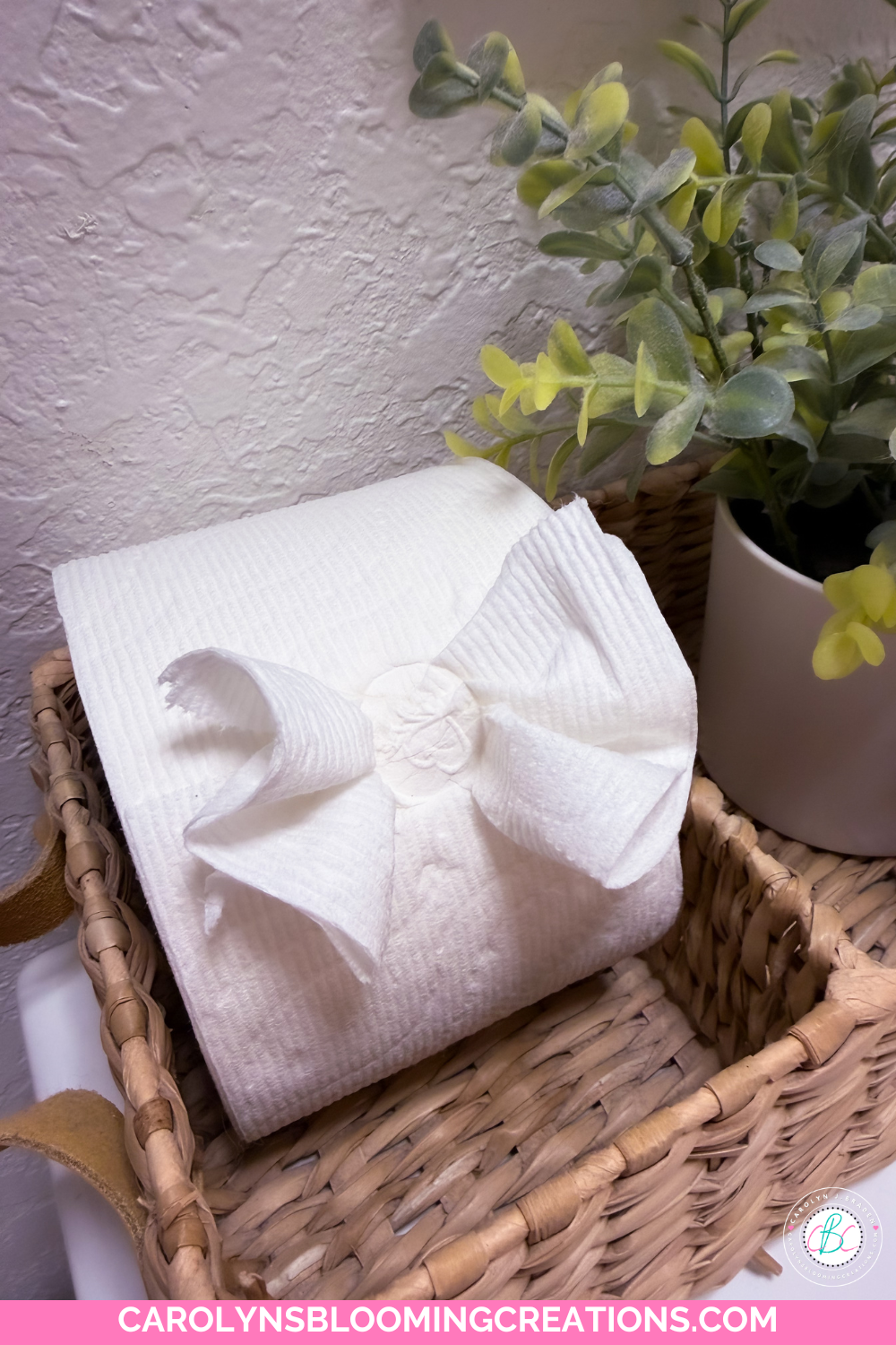 DIY Bow Folded Towels for a Luxury Spa-Inspired Bathroom and Toilet Paper Bows