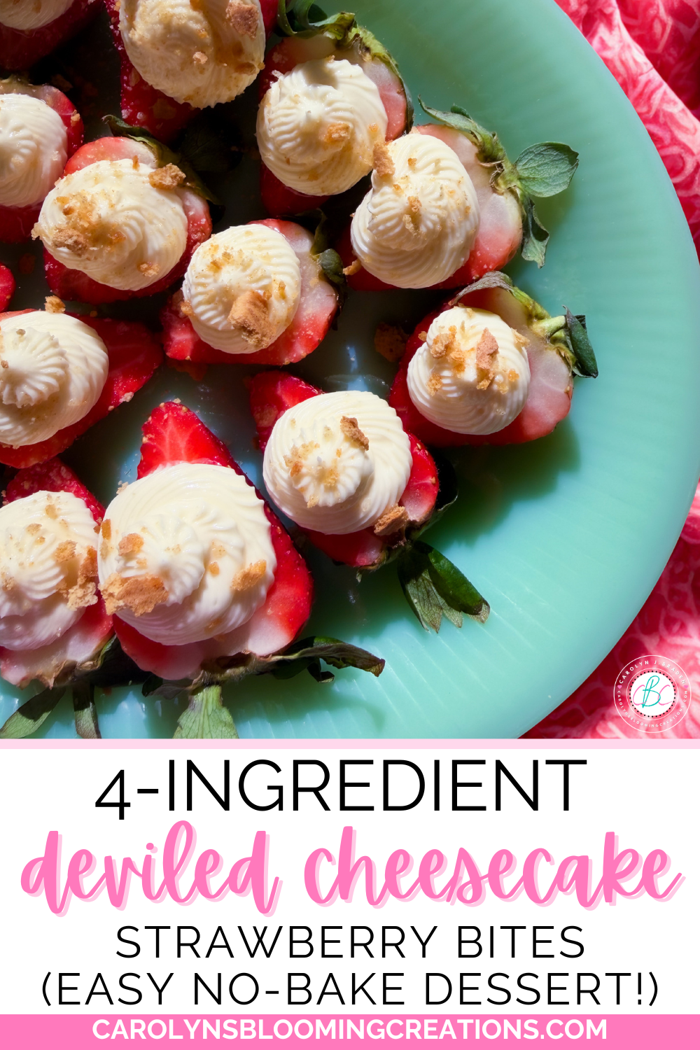 🍓 4-Ingredient Deviled Cheesecake Strawberry Bites (Easy No-Bake Dessert!)