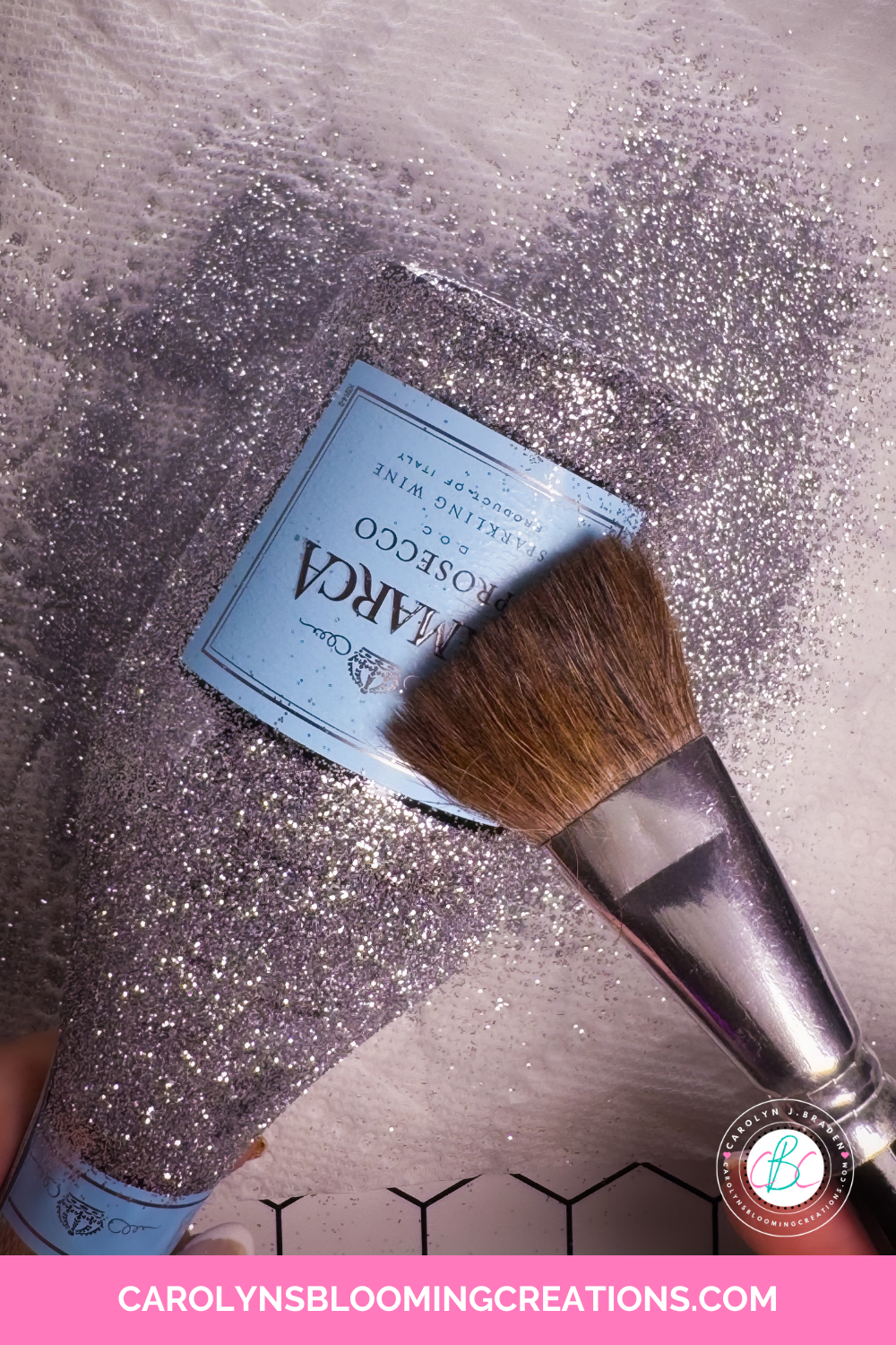DIY party bottle glitter wine bottle