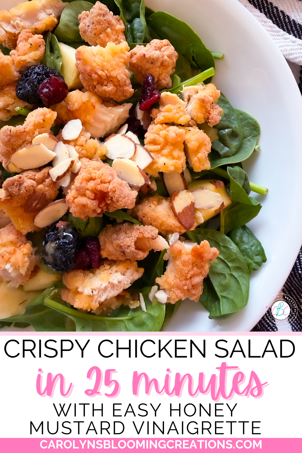 Crispy Chicken Salad in 25 Minutes with Easy Honey Mustard Vinaigrette