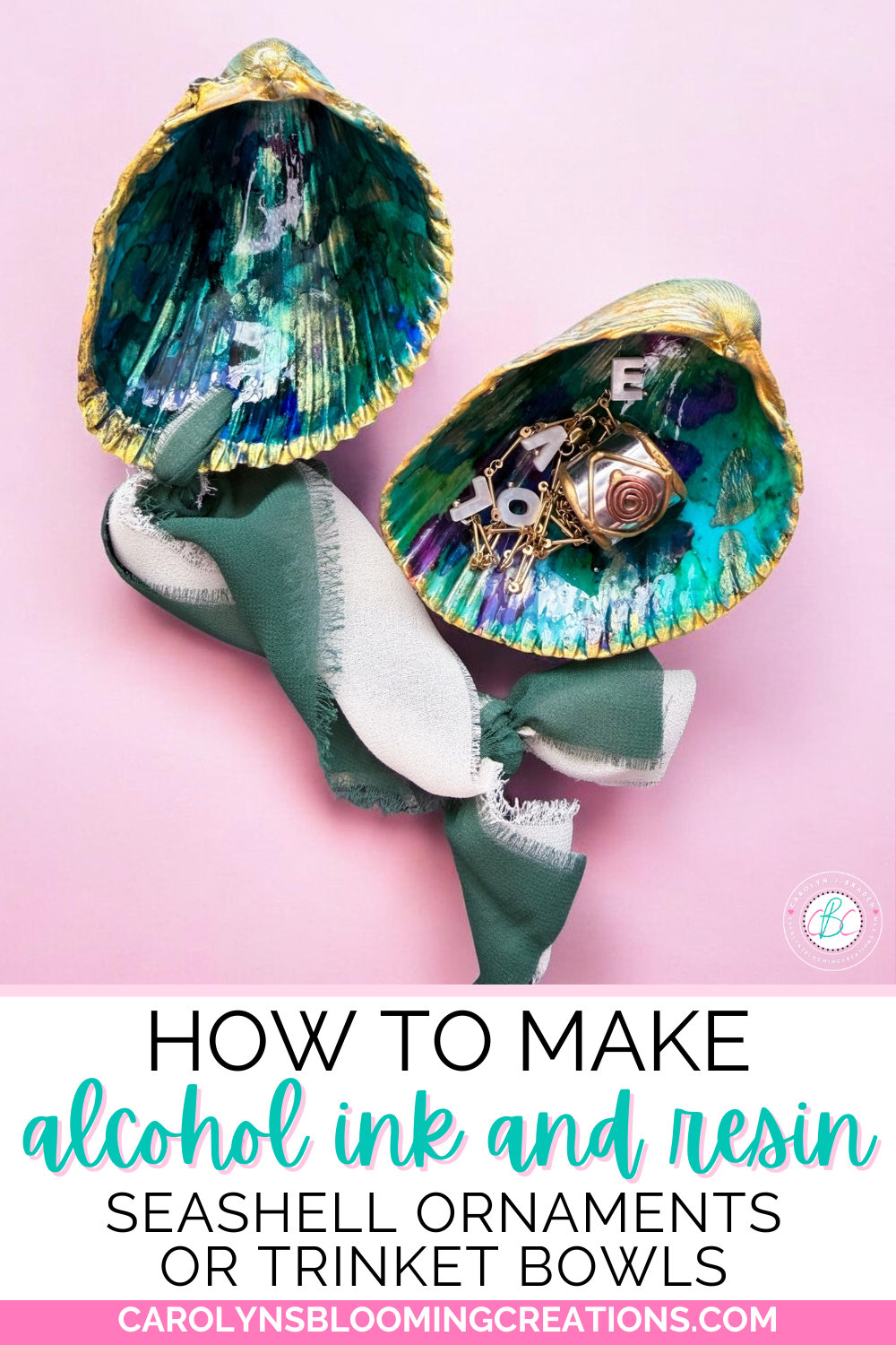 How to Make Alcohol Ink and Resin Seashell Ornaments or Trinket Bowls