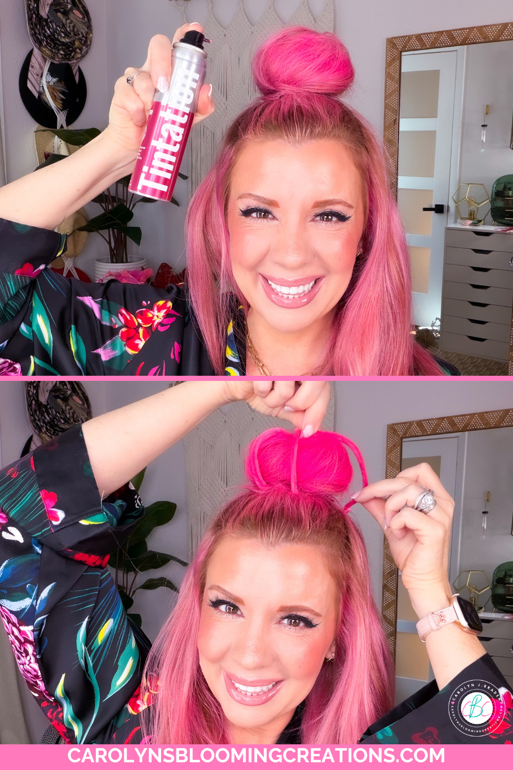 Easy Fall Hairstyle: Pink Pumpkin Bun with Curls