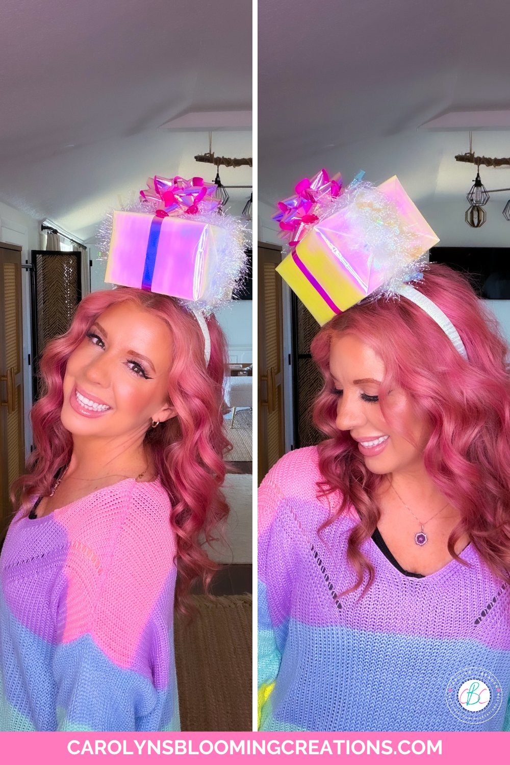 DIY Gift Box Hat tutorial for holidays and birthdays
