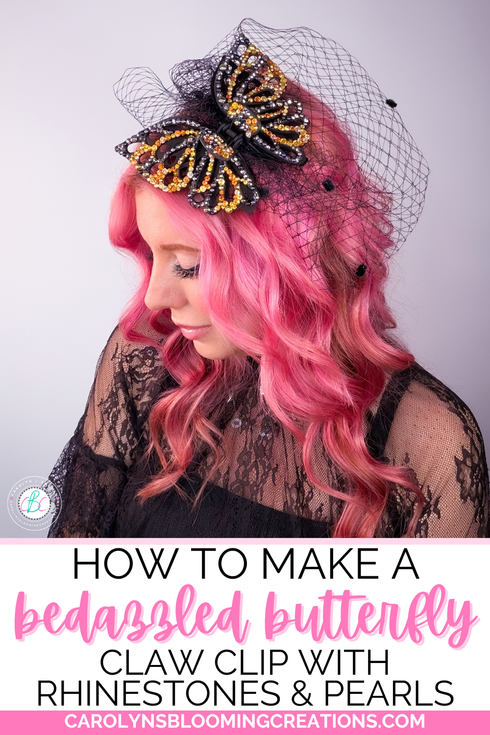 How to Make a Bedazzled Butterfly Claw Clip with Rhinestones &amp; Pearls