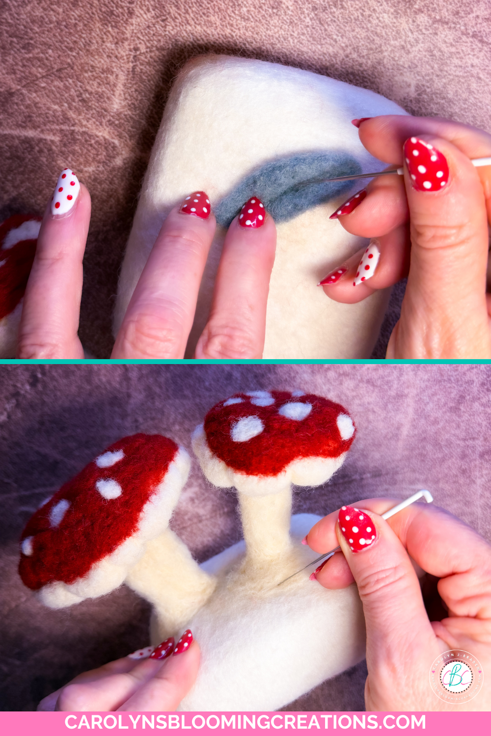 How to Make Cute Needle Felted Mushrooms Step by Step