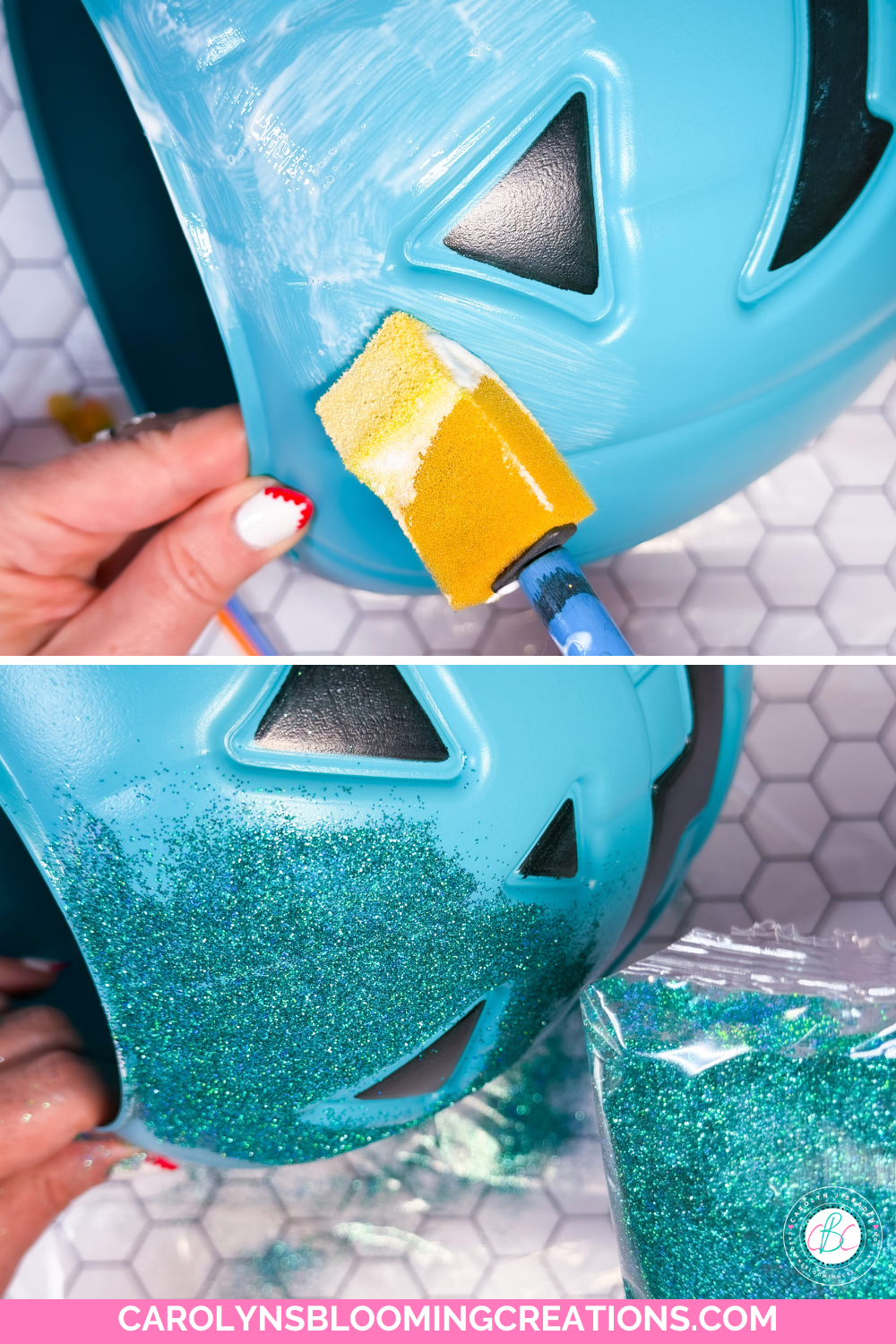 Teal, Pink & Gold DIY Glitter Boo Bucket
