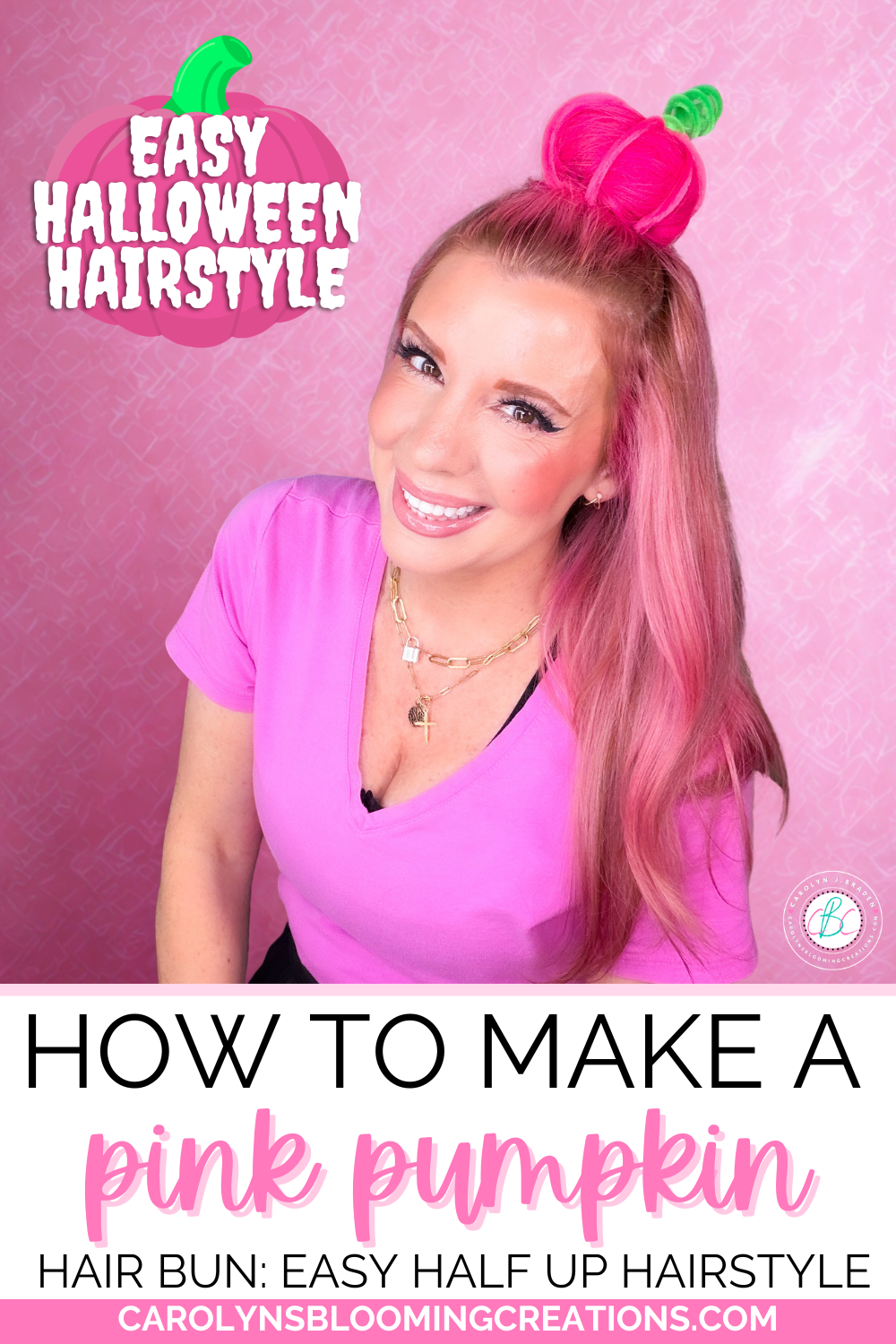 How to Make a Pink Pumpkin Hair Bun: Easy Half-Up Hairstyle