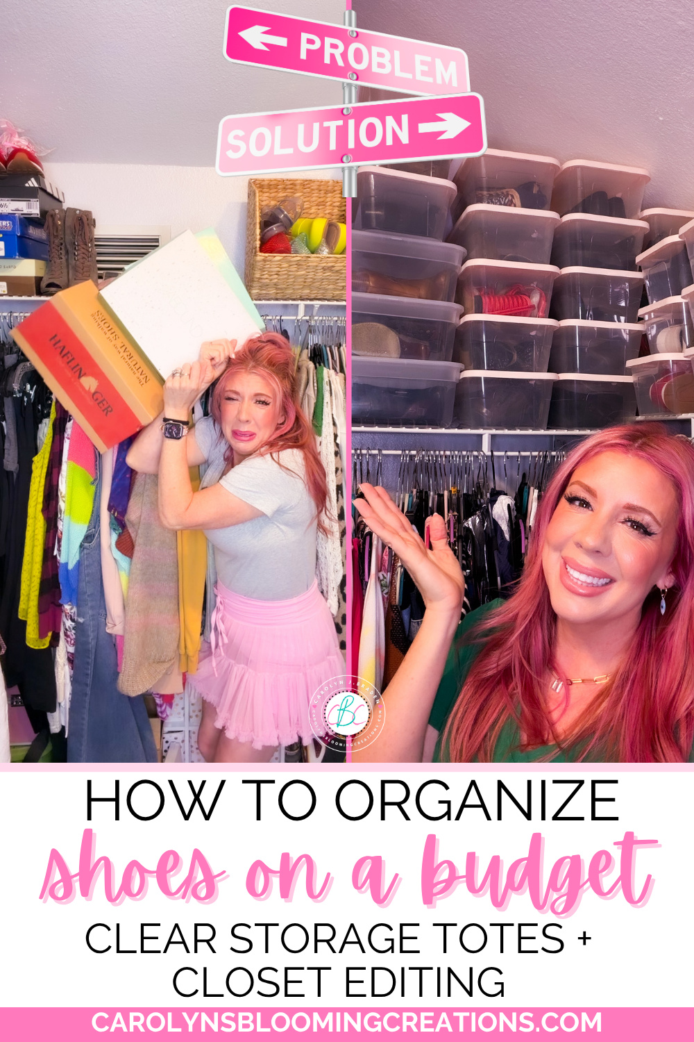 How to Organize Shoes on a Budget: Clear Storage Totes + Closet Editing