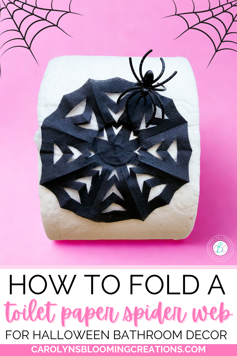 How to Fold a Toilet Paper Spider Web for Halloween Bathroom Decor