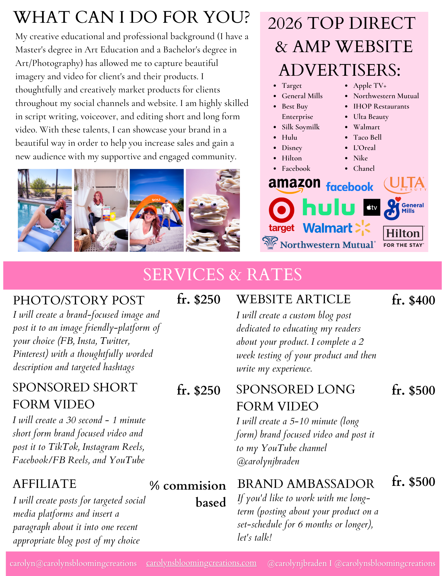Carolyn J. Braden Content Creator Media Kit 2026