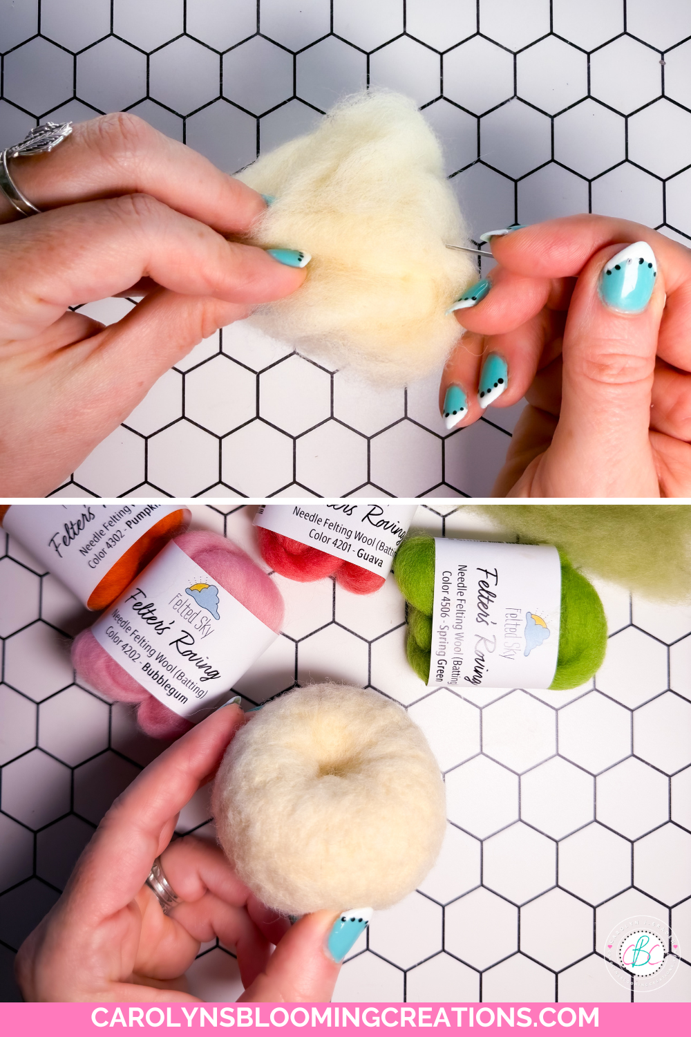 DIY Felted Wool Pumpkin Using Colorful Wool Roving
