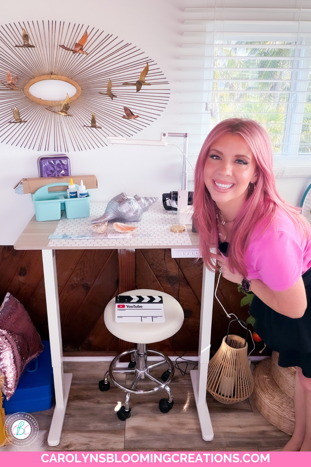 Organized Craft Room with Standing Desk and Storage Cart