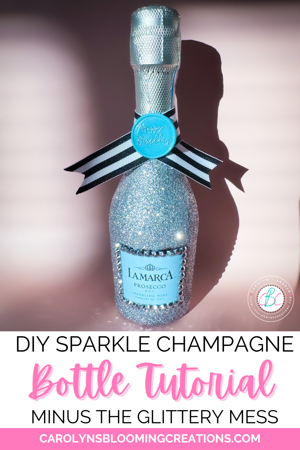DIY Sparkle Champagne Bottle Minus the Glittery Mess!