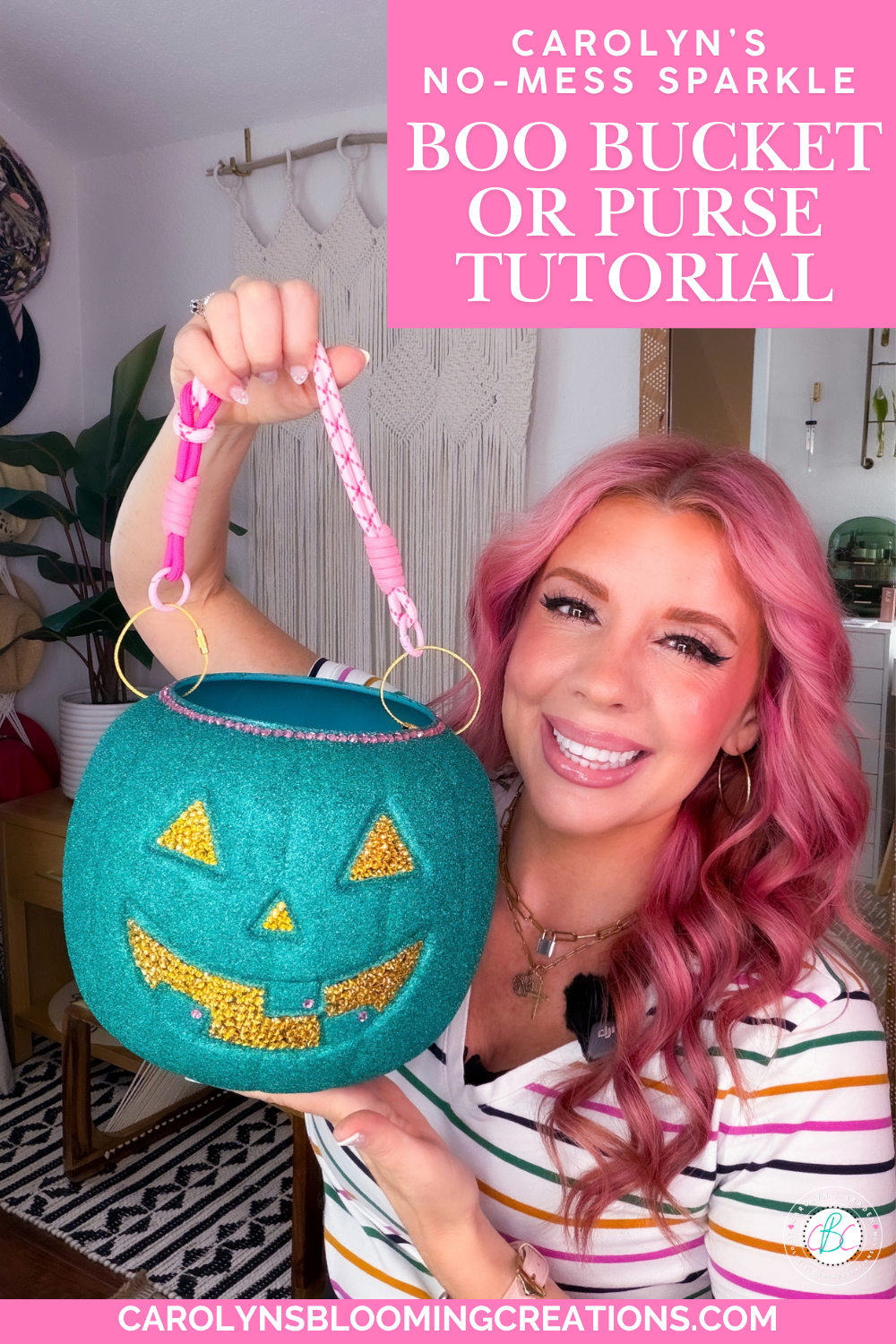 DIY Glitter Pumpkin Pail for Halloween