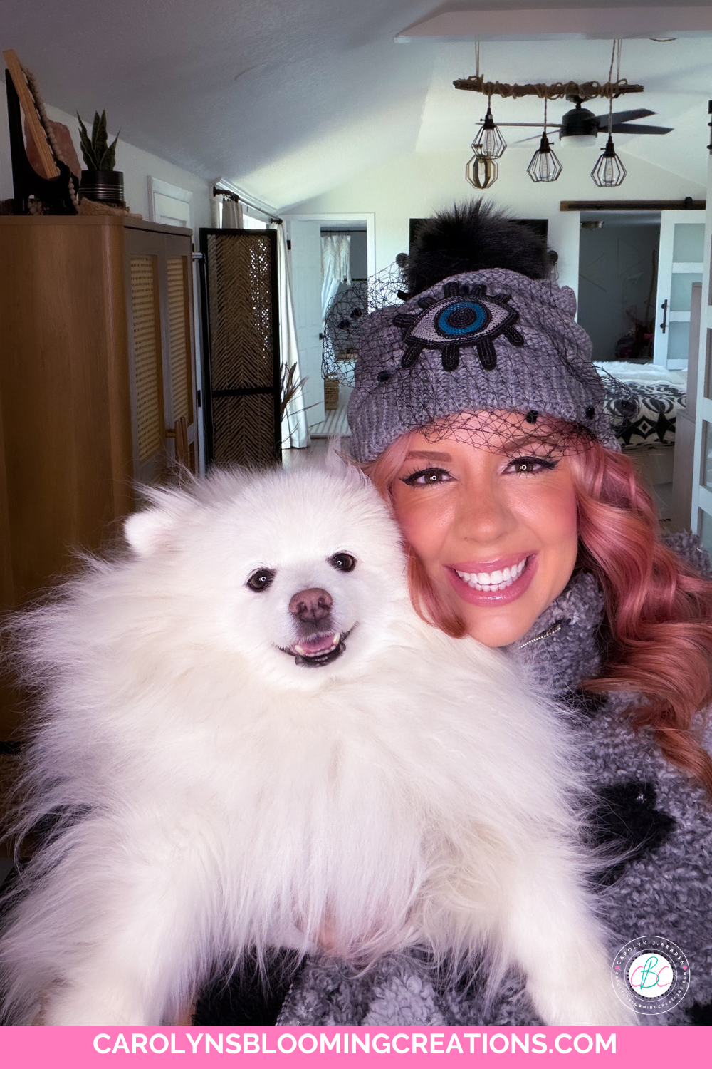 Carolyn Braden and Minnie Pearl with her diy hat
