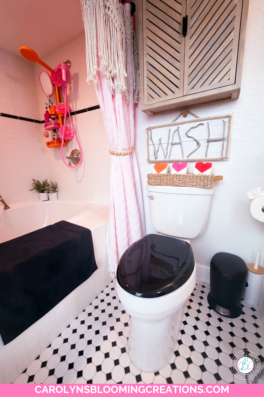 Inexpensive Bathroom Decor with Decorative Toilet Paper Hearts