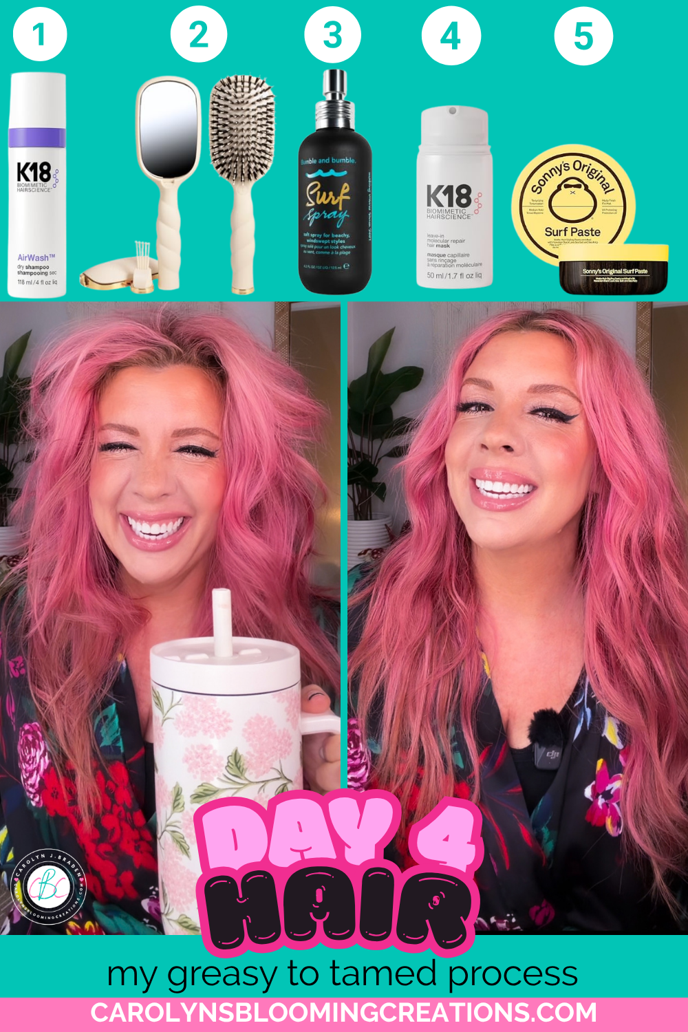 Before and after of refreshed day 4 wavy hair without washing