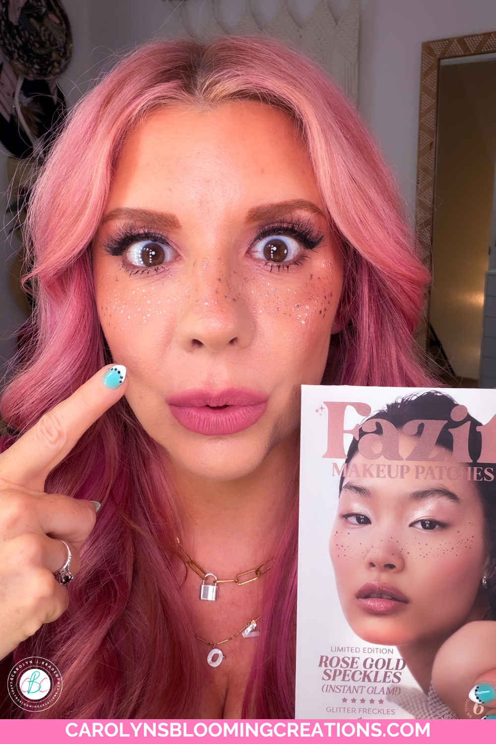 Cute Glitter Freckles and Easy Outfit Formula for When You Feel Bloated or Blah