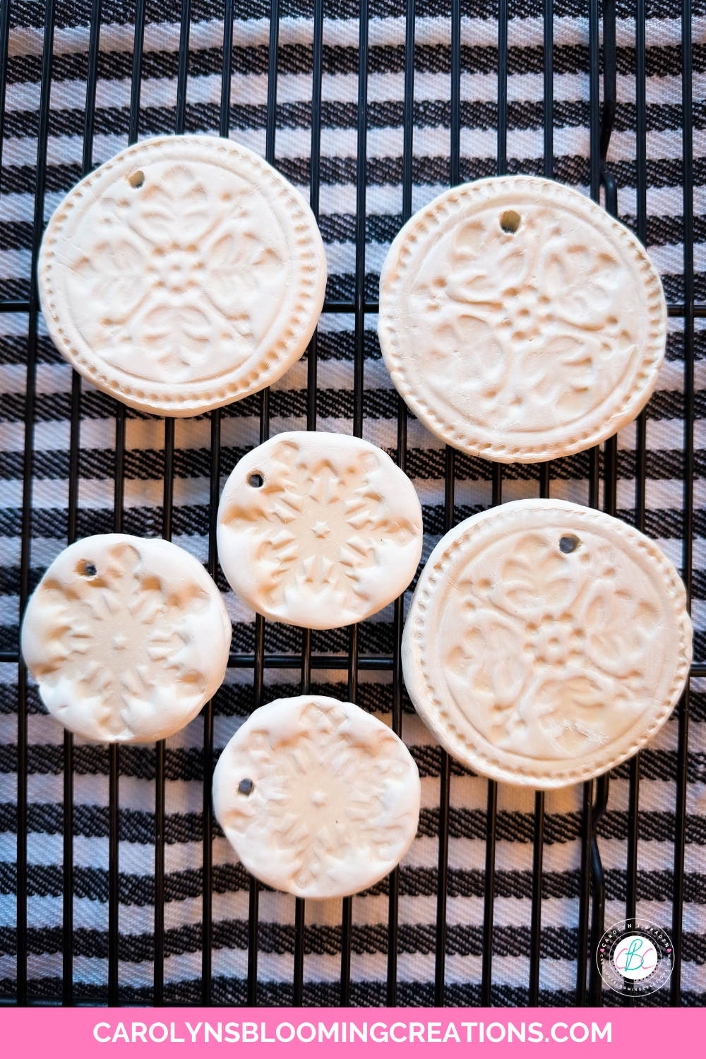Drying Air Dry Clay Cookie Press Ornaments