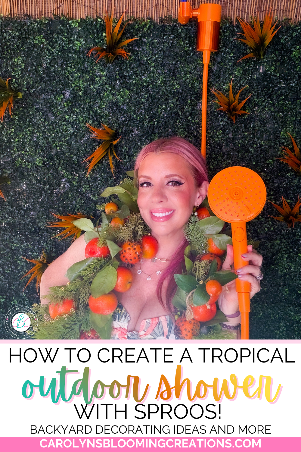 How to Create a Tropical Outdoor Shower with Sproos, Backyard Decorating Ideas, and More