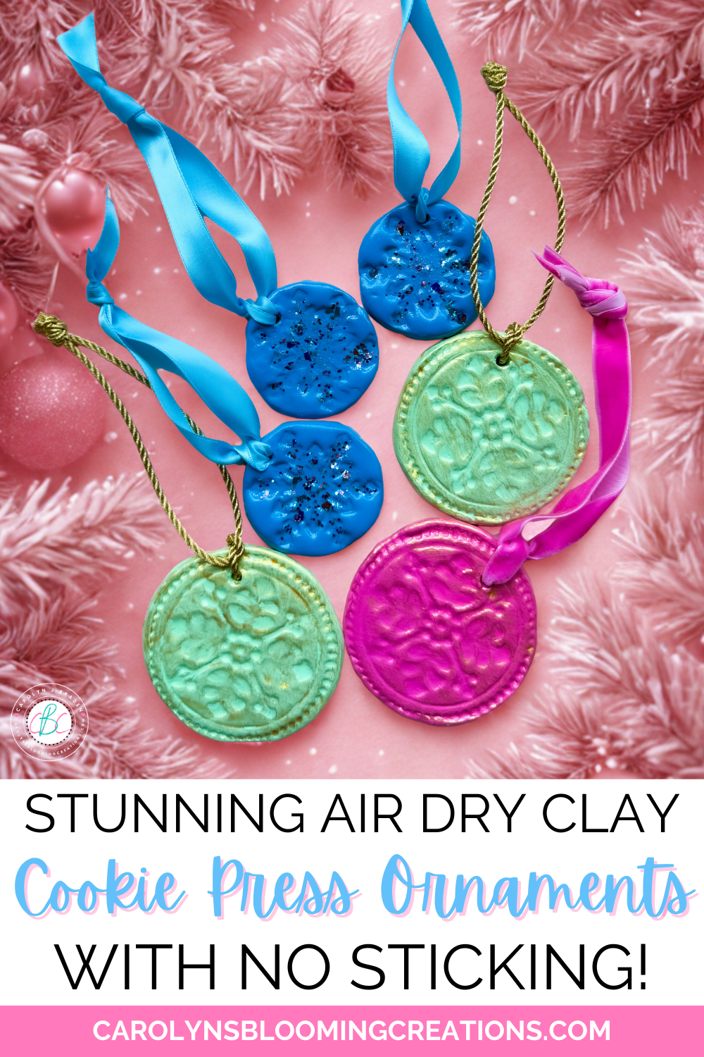 Stunning Air-Dry Clay Cookie Press Ornaments with No Sticking!