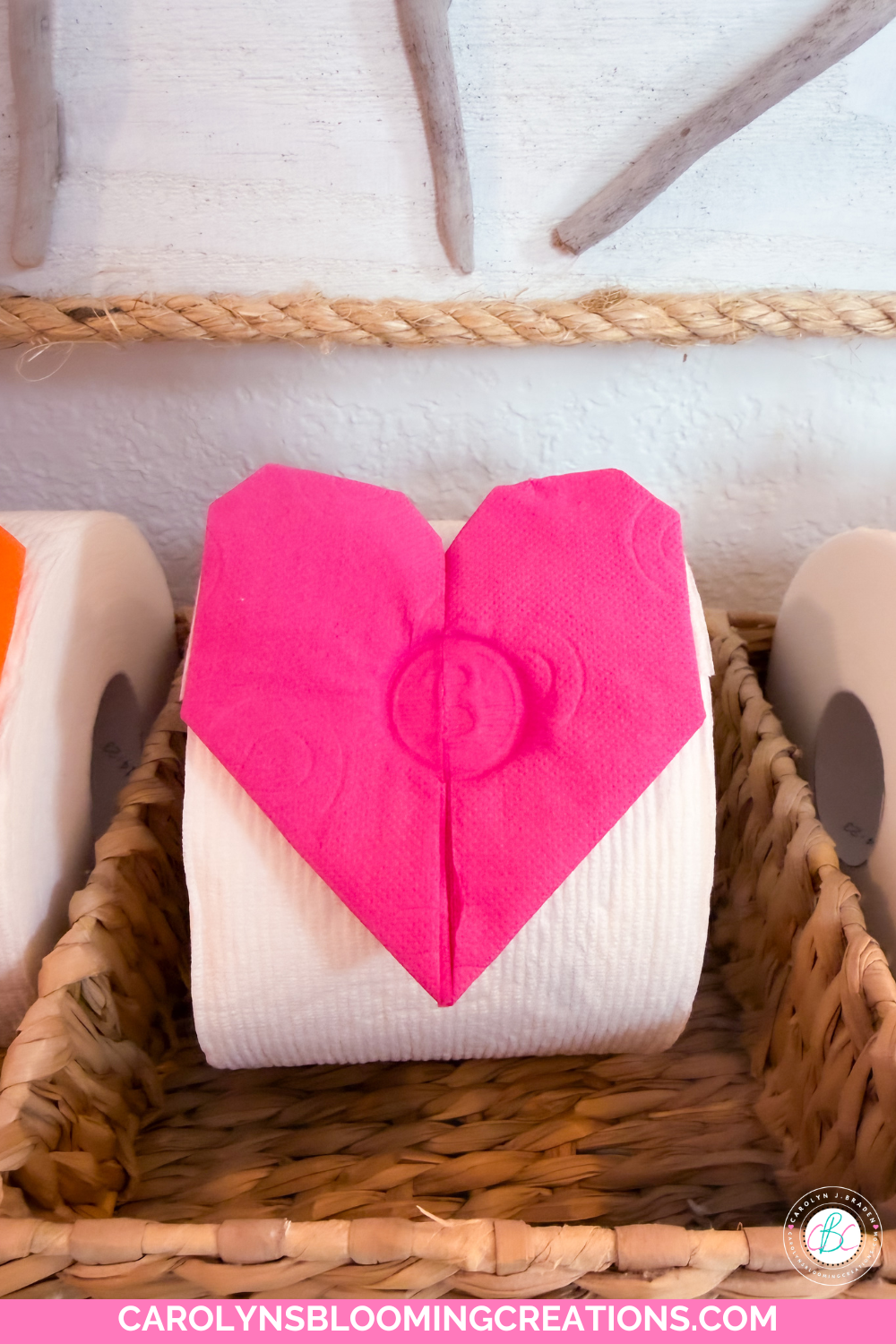 DIY Toilet Paper Origami Heart That Adds Color to Any Bathroom