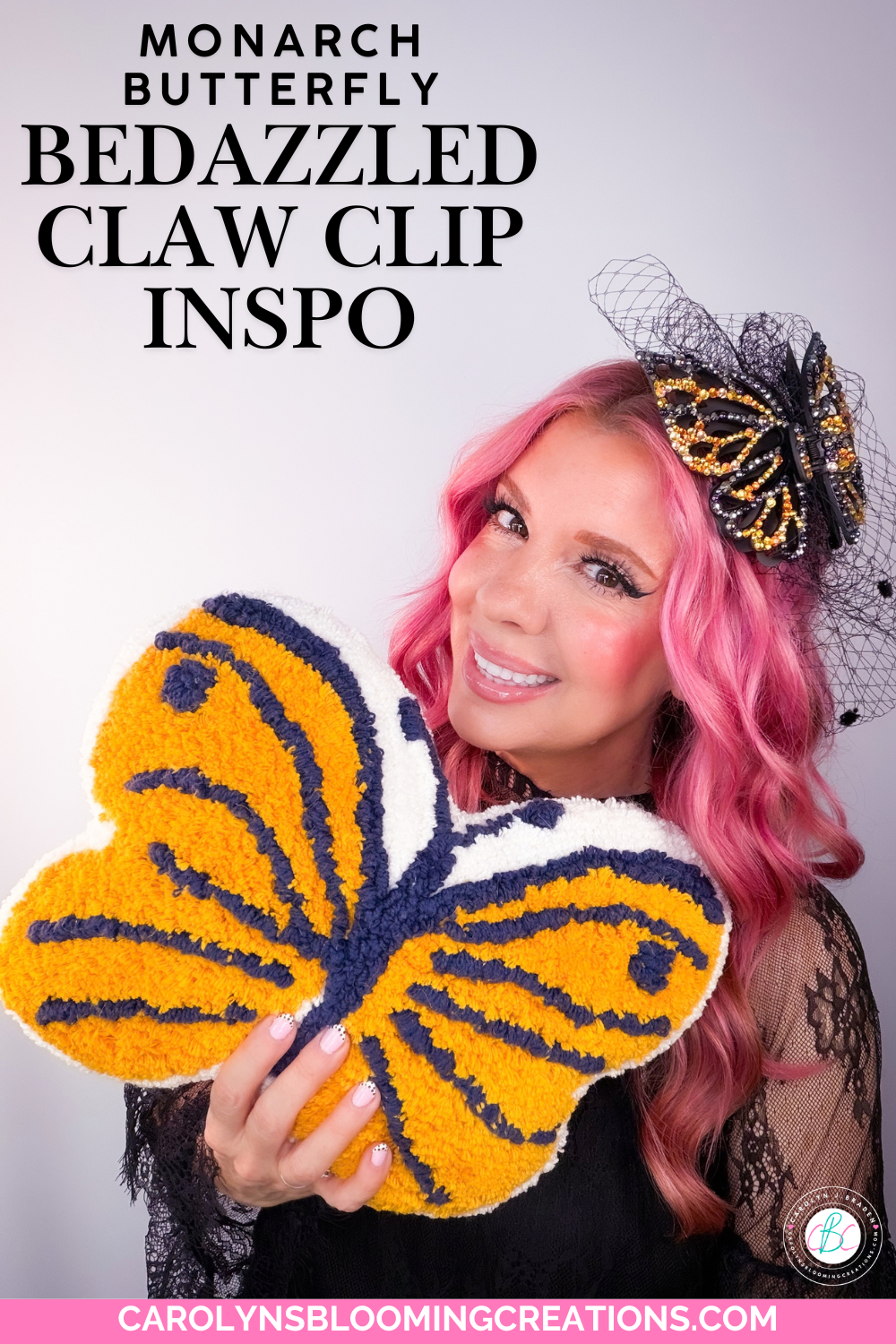 DIY Butterfly Claw Clip with a Removable Birdcage Veil