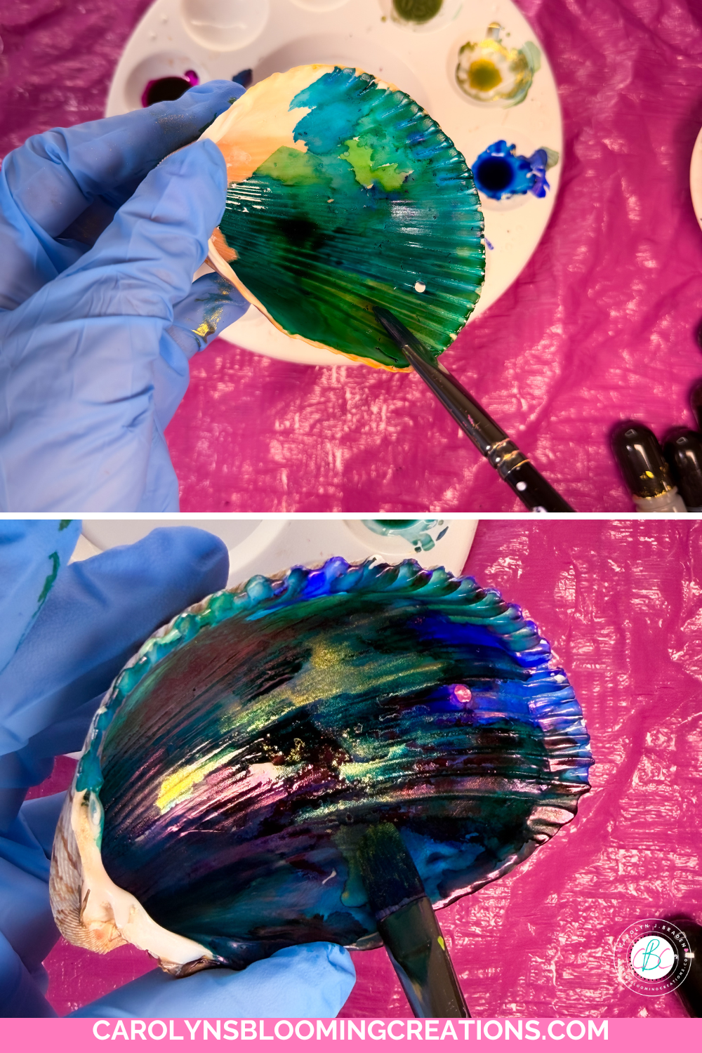 Make Colorful Ocean-Inspired Seashell Art With Alcohol Ink