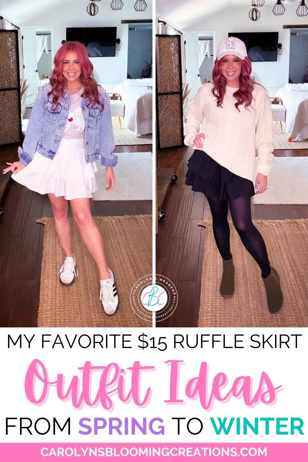 My Favorite $15 Ruffle Skirt Outfit Ideas from Spring to Winter
