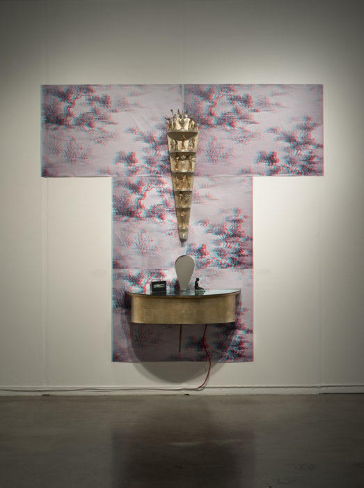 "No Place To Hide" and "Oriental Wallpaper, 5 Image  kimono 3D", Installation