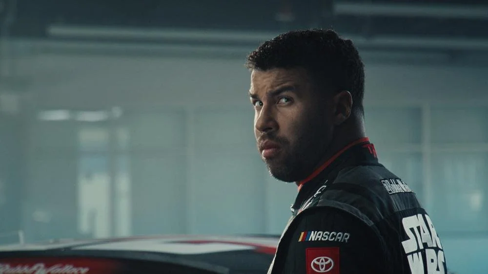 Columbia x Star Wars Vader NASCAR Reveal w/ Bubba Wallace & Hayden Christensen :60
